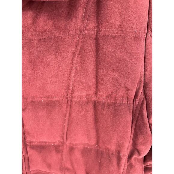 Vintage LL Bean Down Filled Quilted Burgundy Red Coat Size XL Faux Fur Long - Picture 7 of 7